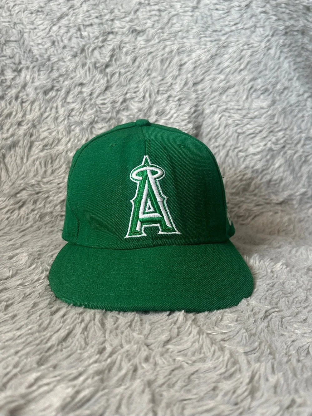 New Era Green Fitted Angels Cap with White Embroidery